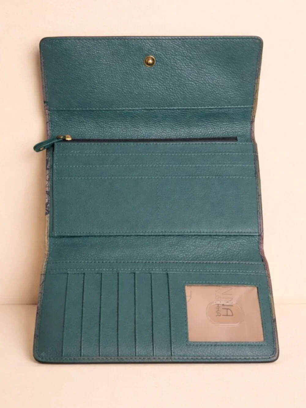 Anna by Anuschka Hand Painted Leather Butterfly Wallet Trifold EUC - Picture 6 of 8